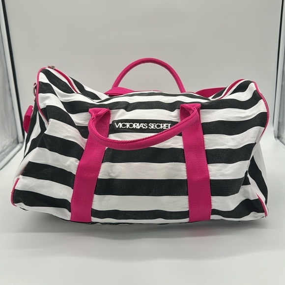VICTORIA'S SECRET Zip around‎ MEDIUM Bag Shopping/Travel/Striped - Picture 1 of 11